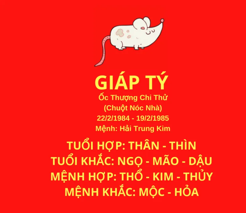 Bảng Mệnh Giáp Tý 1984