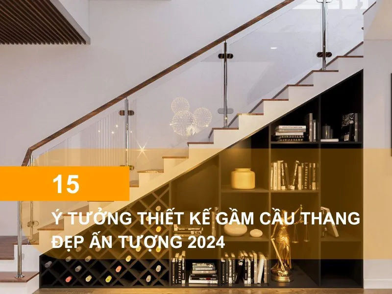 Bố trí quầy bar gỗ gầm cầu thang