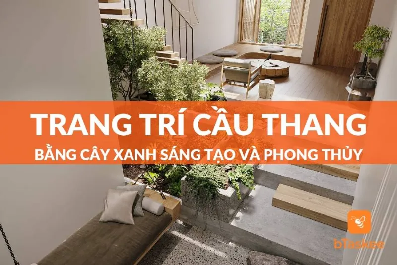 Cây xanh trang trí vách cầu thang