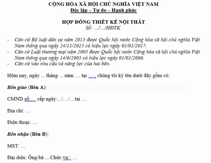 Ký hợp đồng thiết kế nội thất