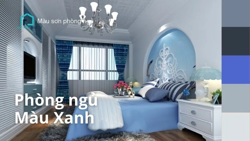 Sơn tường phòng ngủ màu xanh rêu