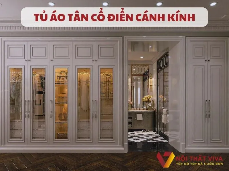 Tủ quần áo gỗ tự nhiên phong cách tân cổ điển