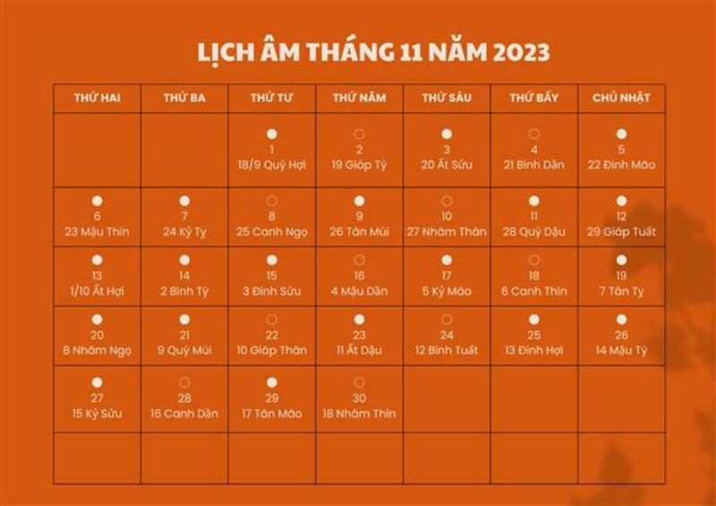Lịch Âm Tháng 11 Năm 2023: Xem Ngày Tốt