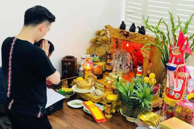 Mâm cúng Thần Tài ngày rằm