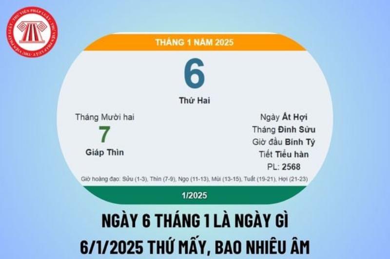 Lịch Âm Ngày 6 Tháng 1 Năm 2025