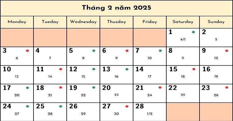 Xem ngày tốt tháng 2 năm 2025