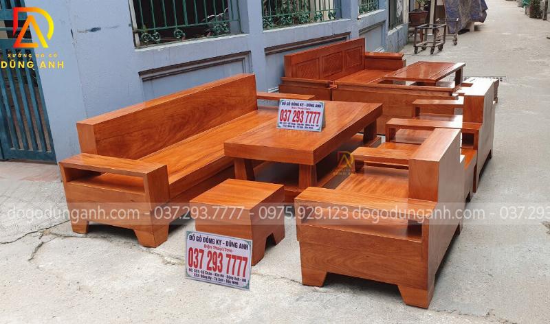 Bàn ghế gỗ gõ đỏ phòng khách hiện đại