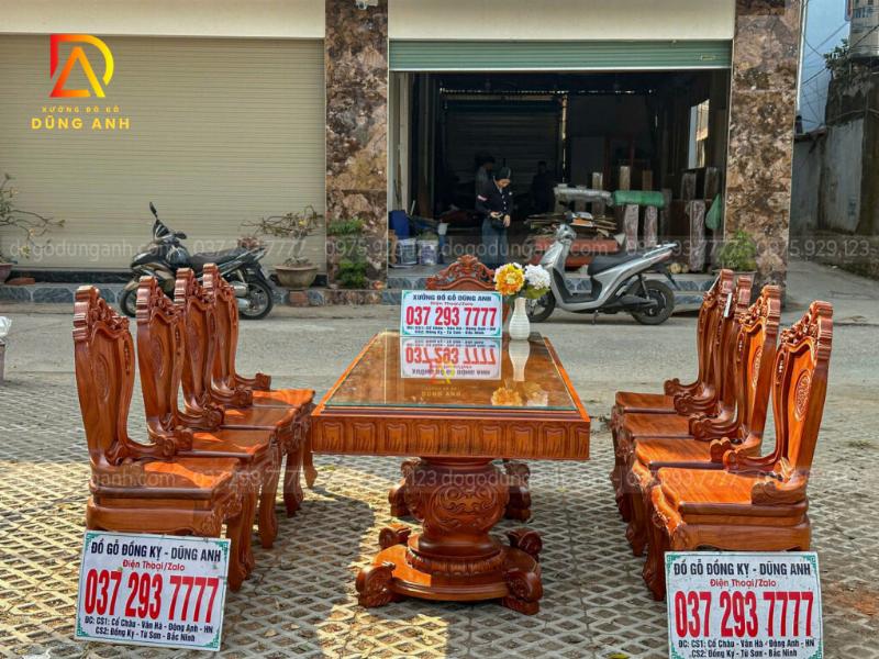 Bộ bàn ghế gỗ gõ đỏ phòng khách cổ điển