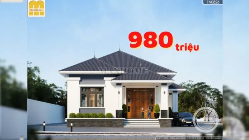 Nhà cấp 4 mái nhật có sân vườn xanh mát