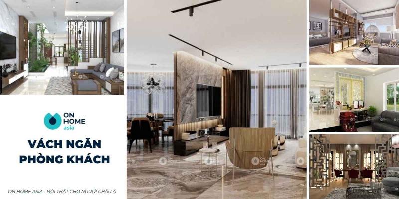 Vách ngăn gỗ phòng khách hiện đại