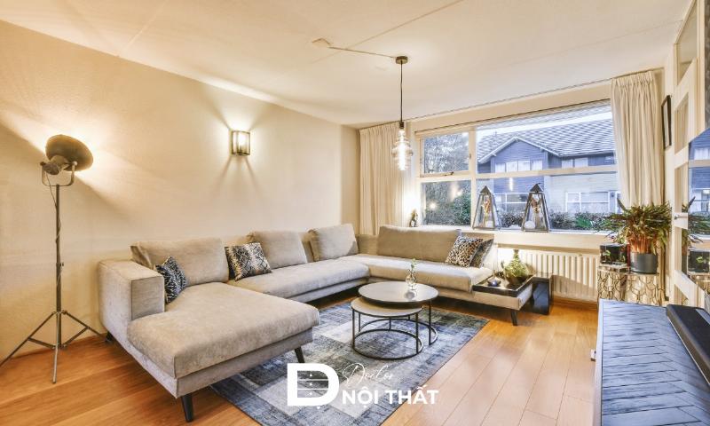 Bí quyết sở hữu phòng khách chung cư đẹp như mơ 2 Bố trí nội thất tối giản cho phòng khách chung cư nhỏ gọn, sử dụng đồ đa năng và kệ treo tường.