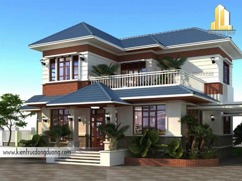 thiet ke nha 2 tang o que phong cach tan co dien 6831fb.webp