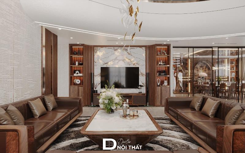 Thiết Kế Nội Thất Biệt Thự Gỗ Óc Chó: Sang Trọng & Đẳng Cấp 2 Thiết kế nội thất biệt thự gỗ óc chó phòng ăn